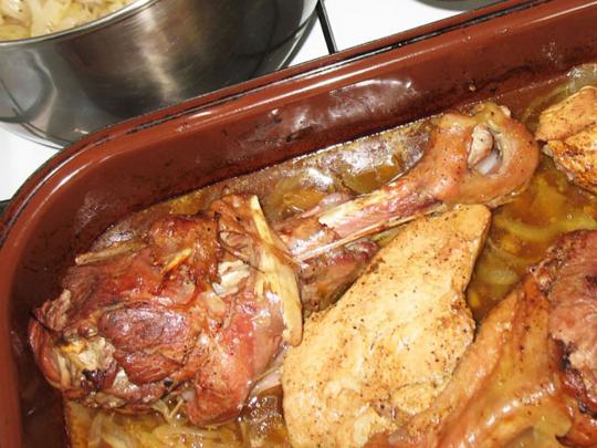 Serve with dumpling and braised cabbage....