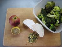 Cut the broccoli into florets, lightly season with...