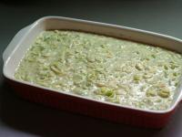 Pour mixture into baking dish and bake at 355°F...