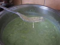 Add milk into the soup. Prepare a liquid dough...