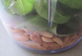 Mix basil and nuts
