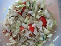 Chop Chinese cabbage and season it with a little...