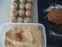 Shape balls and wrap them in chopped nuts....