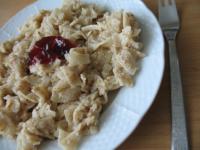 Serve warm, with the teaspoon of redcurrant jam...