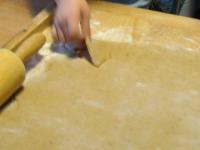 Mould smaller pieces of dough on floured board....