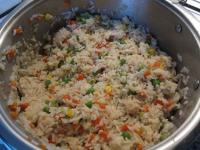 Stir the rise into the meat and vegetable....