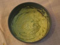 Add one pressed clove of garlic to the avocado...