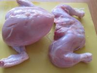 Wash chicken and remove skin. Cut it into halves....
