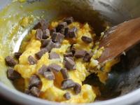 Add yolks and the chocolate cutted into smaller...
