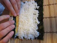 With the bamboo mat create the roll. After each...