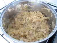 Add vinegar into the finished cabbage and mix....