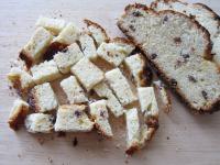 Cut the braided sweet bread into small cubes....