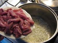 Peel the onion, chop and saute in oil or lard....