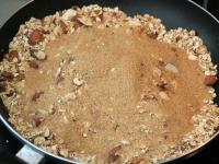 Add pinch of salt, sugar and wheat germ to the nut...