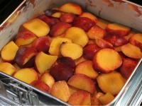 Spread the fruit on the baked dough....