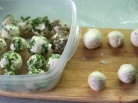 Make balls from cheese mixture, wrap it in the...