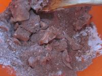 Whisk butter with sugar and cocoa....