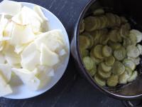 Peel apples and grate them into thin slices. Add...