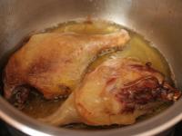 Fry the legs from the both sides for 10 min, until...