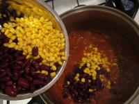 After 30 minutes add sterilised beans and corn....