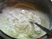 Finally add the oil and milk. Blend all together...