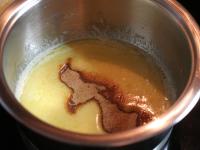 The topping is made by melting the butter, adding...