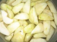 Chop pears into fourths, smaller pear can be cut...