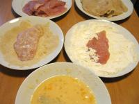 Dip schnitzel into the flour, egg and breadcrumbs....