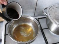 Pour coffee into the caramelized sugar, stir and...