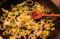 Put a little oil on the sauce pan, add sliced...