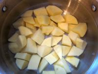 Peel the potatoes, cut and cook in water with salt...
