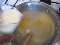 Bring to the boil mixed soup again, add milk, to...