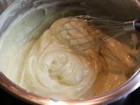 In a saucepan cook the milk, sugar and egg yolk....