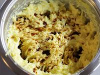 Mix beaten butter with cooled custard and coffee....