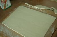 We roll the puff dough out on a mealed board, so...