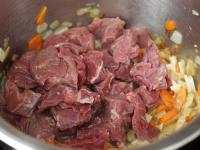 Add beef cut into big pieces and sautee it while...