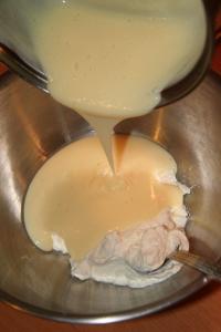 Mix together custard with cream cheese when still...