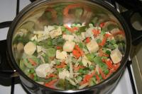 Heat oil and add there vegetables, season with...