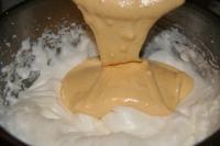 Egg yolks, sugar and oil are to be whipped until...