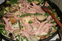 Finally add ham chopped into the strips, half of...