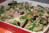 Spread cooked pasta into the baking dish and pour...