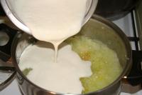 Mix flour with milk and sweet cream well, add to...