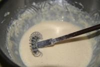 Into the larger bowl place egg, add milk, dried...