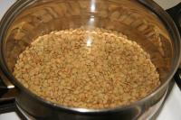 Cook sorted and rinsed lentils in a water until...