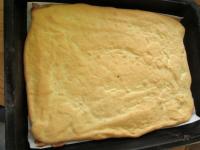 Pour the dough and evenly spread on the tray...