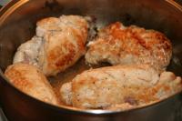 Pour water in the pot with the rolls, braise them...