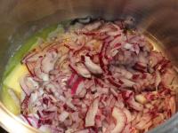 Peel onion and chop it finely. Cook in a little...