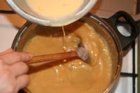 After it dissolves, pour the prepared milk into...