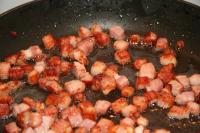 Cube the bacon, fry in the skillet....