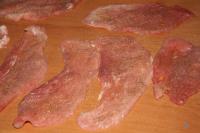 Wash the meat, dry it and cut into cutlets. Pound...